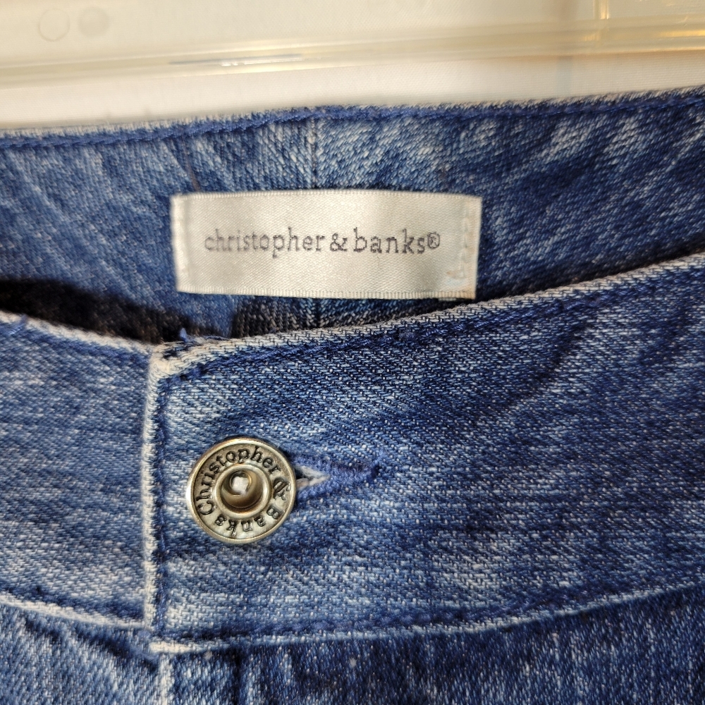 Christopher & Banks denim jean embroidered capris pants Size 10 - Picture 4 of 7